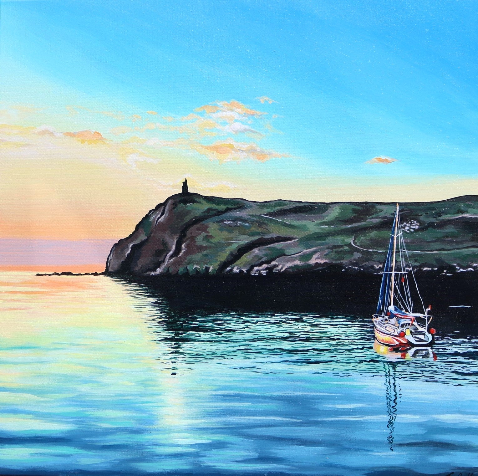 'Bradda Head Sunset' - Original Artwork