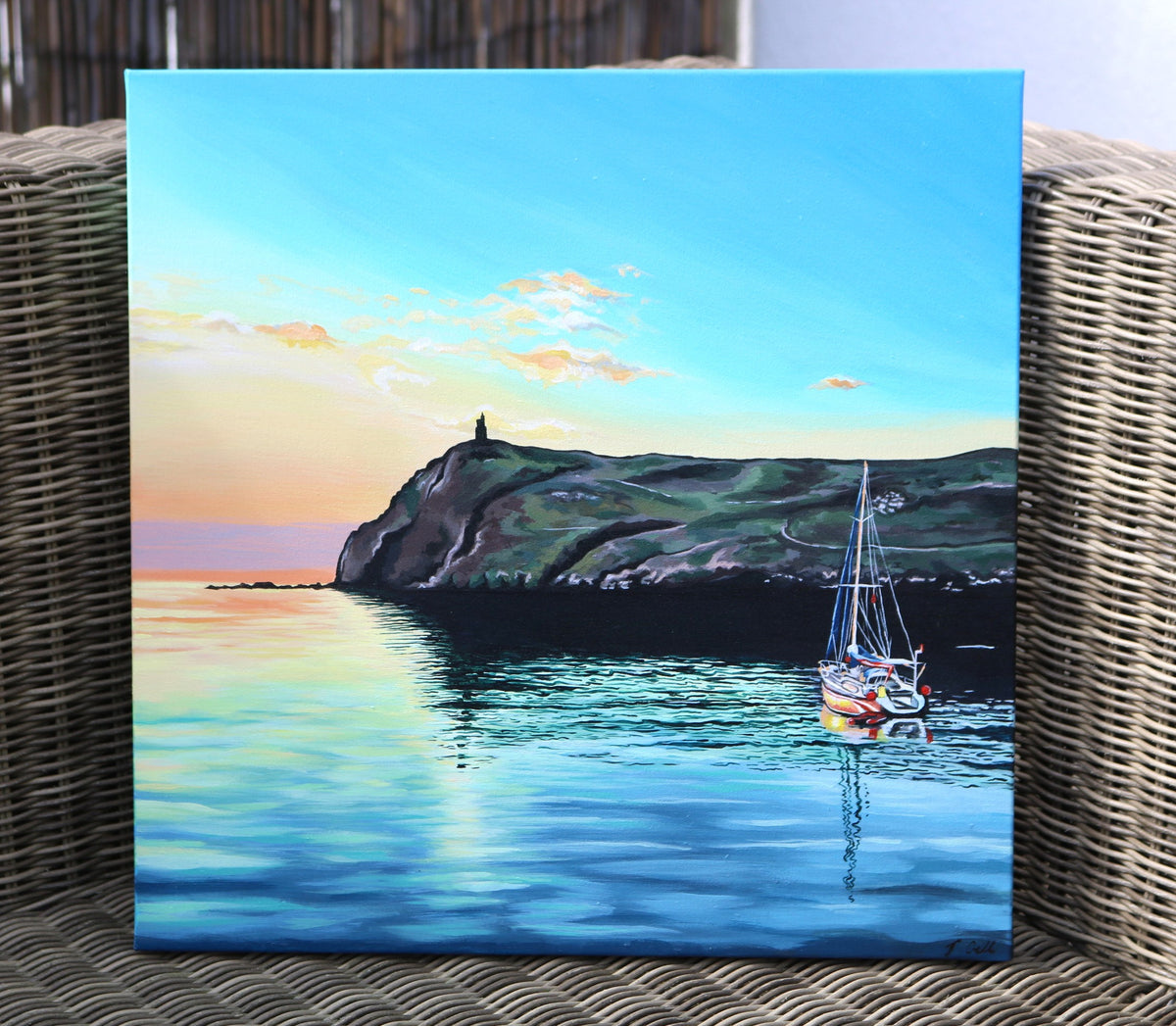 'Bradda Head Sunset' - Original Artwork